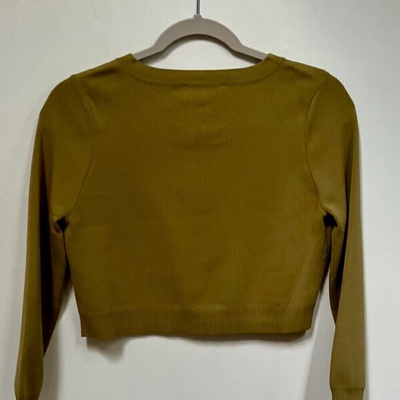 WeWoreWhat Cropped Cardigan in Willow Size L - Picture 3 of 5